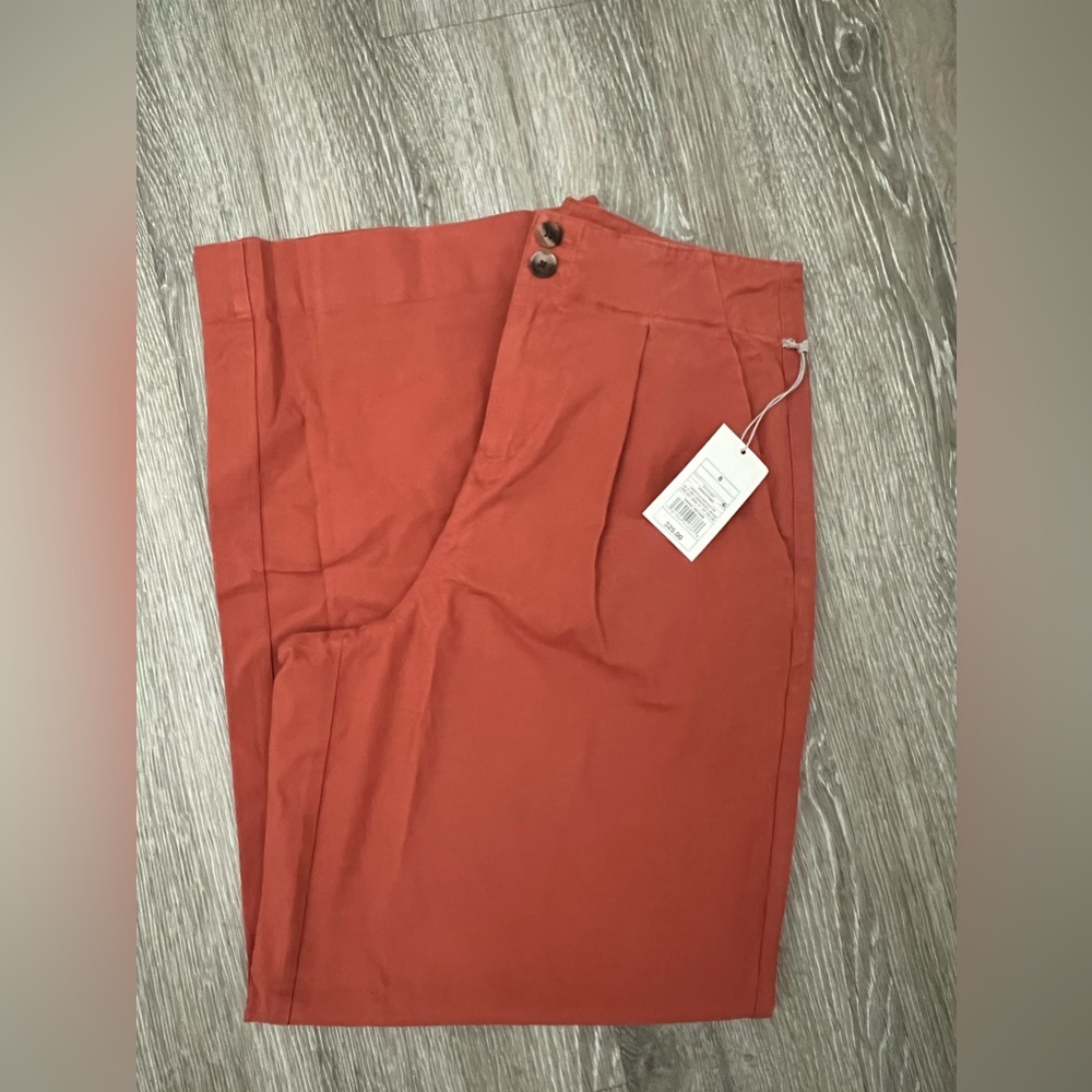 High-rise pleat front wide-leg trousers